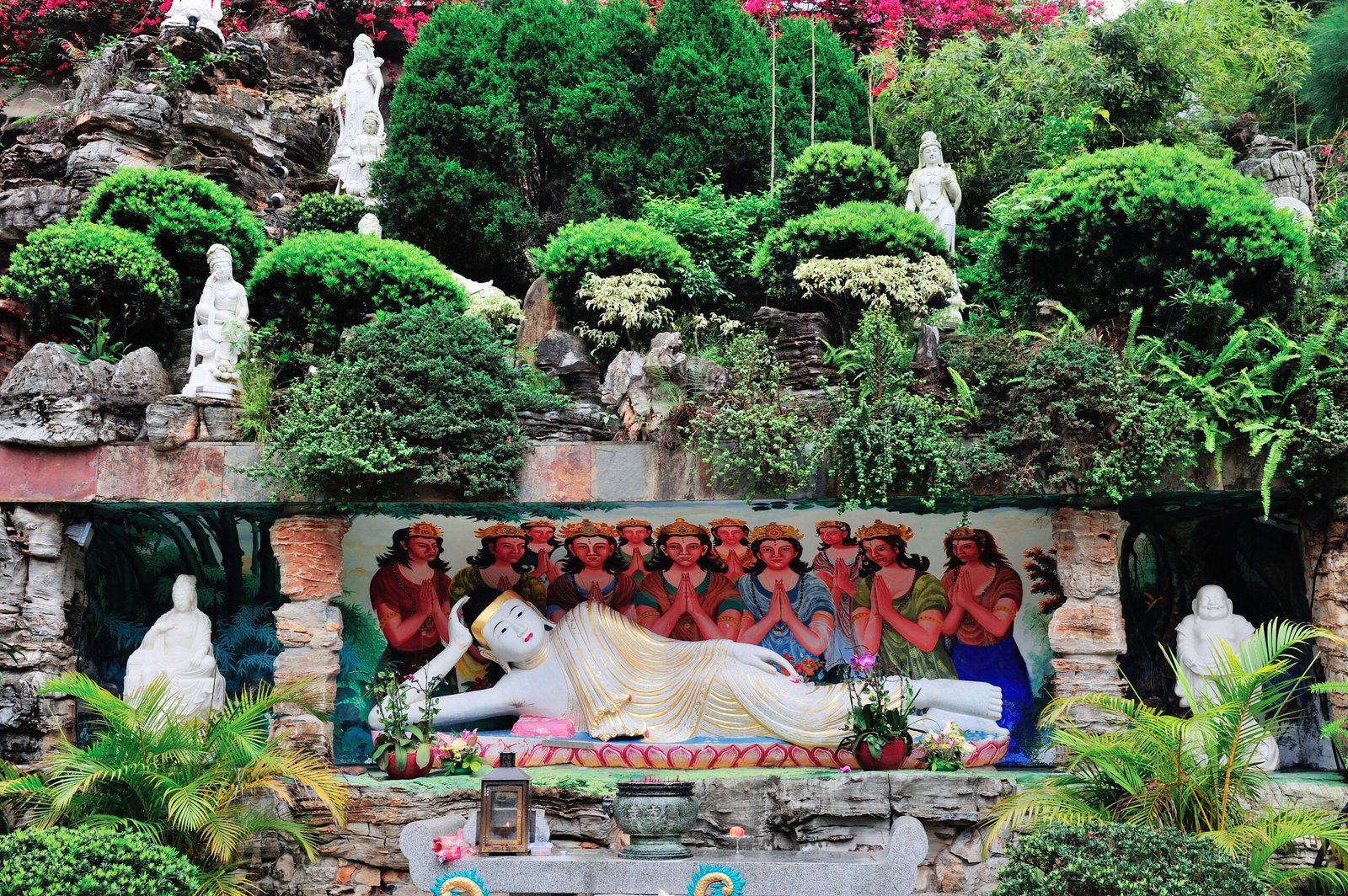 Buddha statue in Chinese temple in Hong Kong